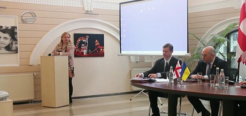 On February 16, 2018, at the Embassy of Georgia in Kiev took place a discussion  on the development of transport corridors of the Baltic and Black Seas in the framework of the Silk Road project &#8220;One Belt &#8211; One Road&#8221;